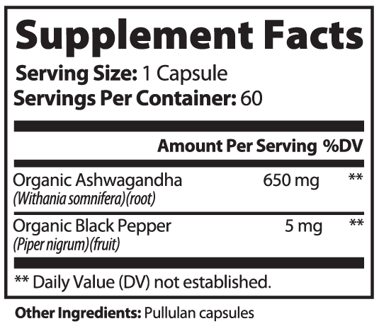 Supplement Facts and other ingredients label for Serelyn Health Stress Reset.
