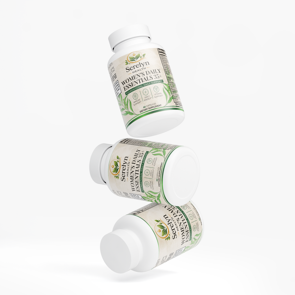 Alternate product view of the Serelyn Health Women's Daily Essentials 35+ supplement bottle.