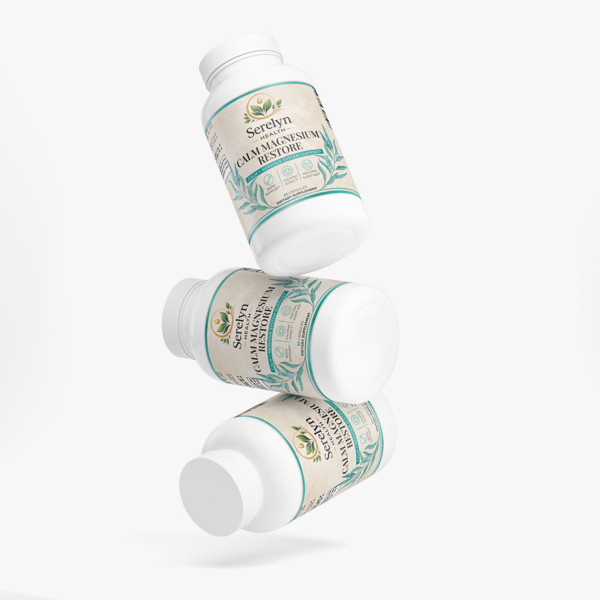 Alternate product view of the Serelyn Health Calm Magnesium Restore supplement bottle.
