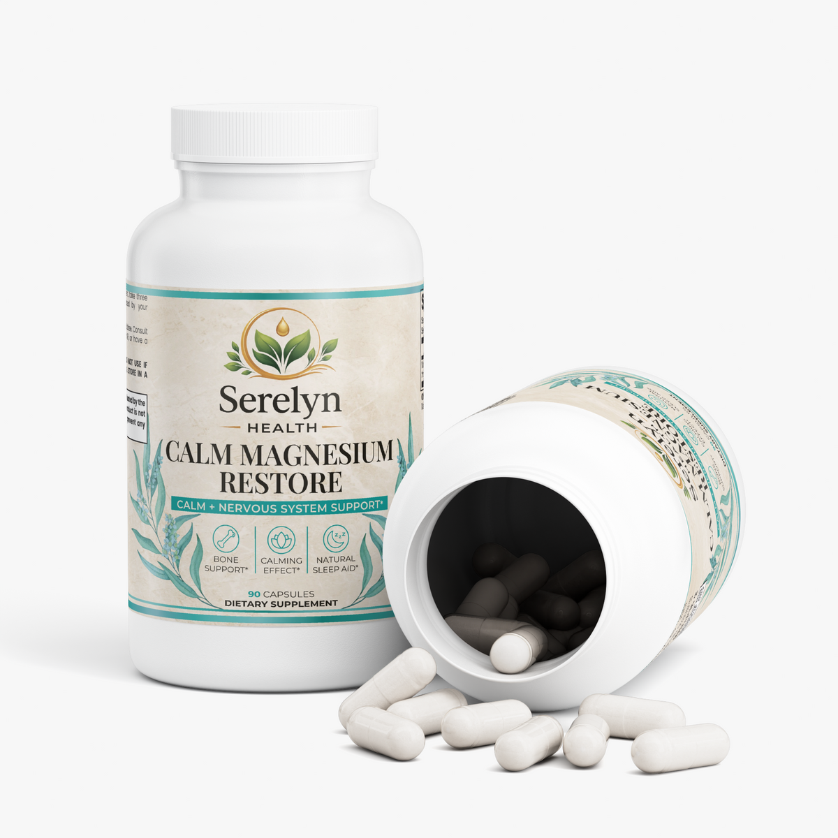 Alternate product view of the Serelyn Health Calm Magnesium Restore supplement bottle.