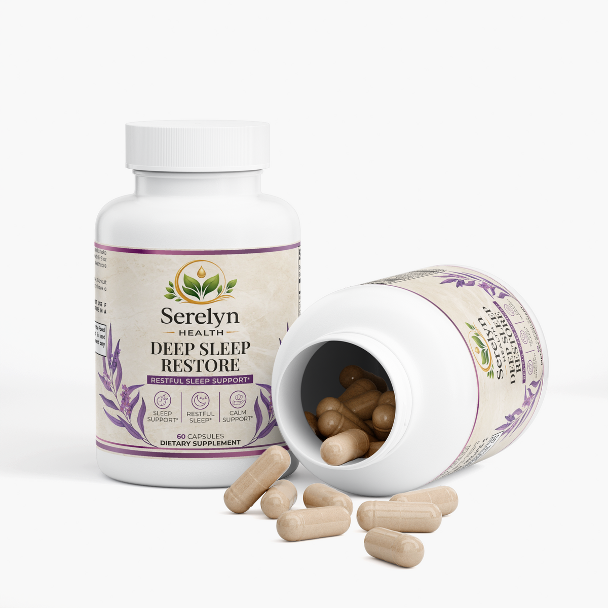 Alternate product view of the Serelyn Health Deep Sleep Restore supplement bottle.
