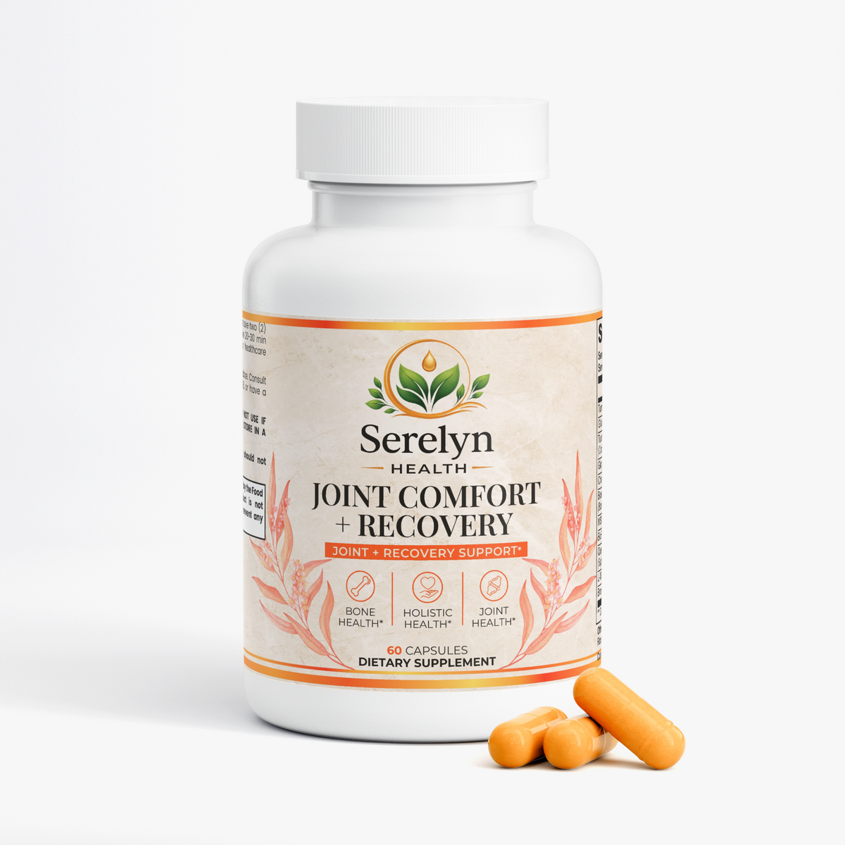 Alternate product view of the Serelyn Health Joint Comfort + Recovery supplement bottle.