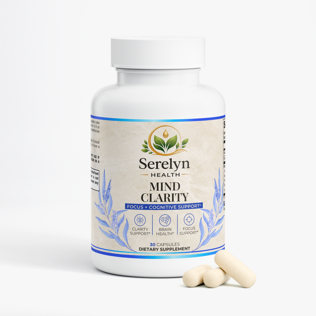 Alternate product view of the Serelyn Health Mind Clarity supplement bottle.
