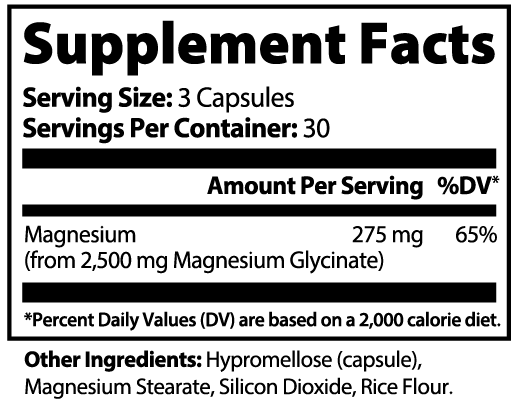 Supplement Facts and other ingredients label for Serelyn Health Calm Magnesium Restore.